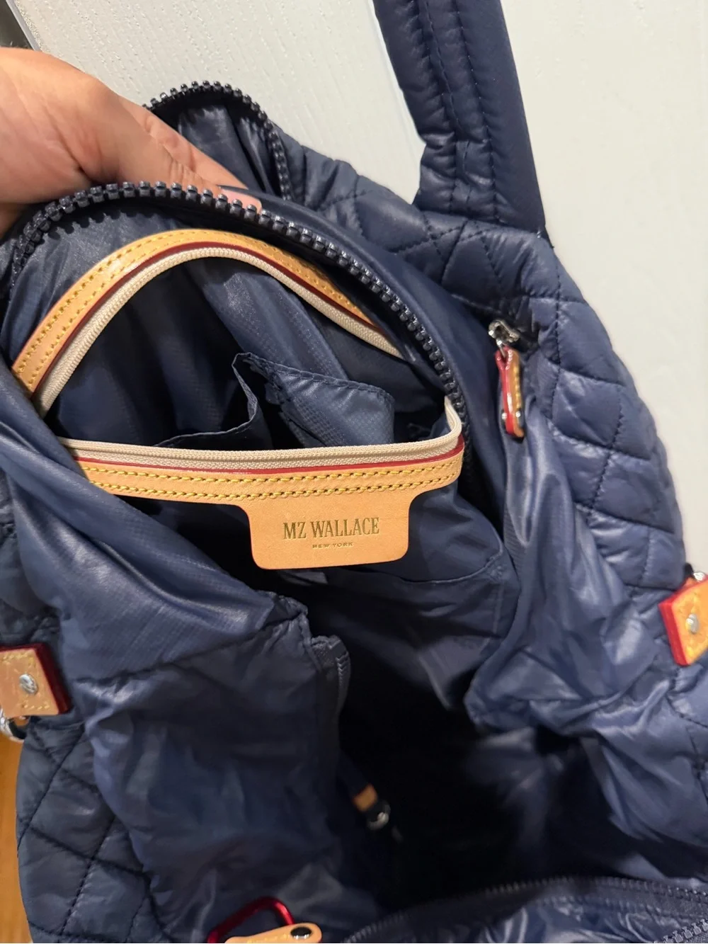 MZ Wallace Quilted Navy Shoulder Tote